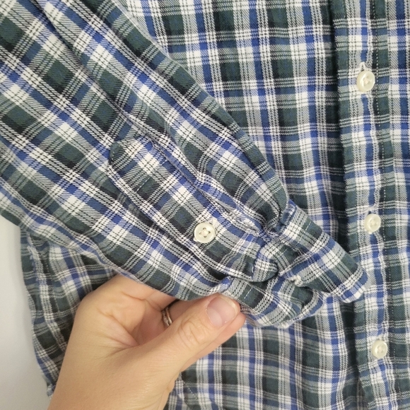 Polo Ralph Lauren 100% Cotton Long Sleeve Button Down Boys 5 Plaid Blue Green - Picture 2 of 8